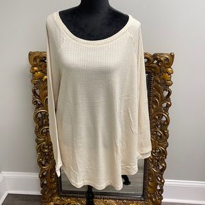 Chicsoul Curved Hem Slouchy Dolman Tunic Oatmeal Thermal Shirt Women Size 2XL